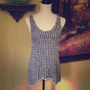 CAbi- Beautiful White/Black Tank Sweater. Size M